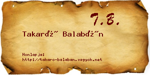 Takaró Balabán névjegykártya